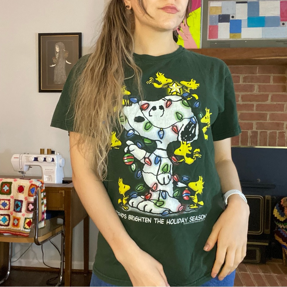 Vintage Y2K Snoopy Christmas Friends Woodstock Peanuts Graphic T-Shirt X…